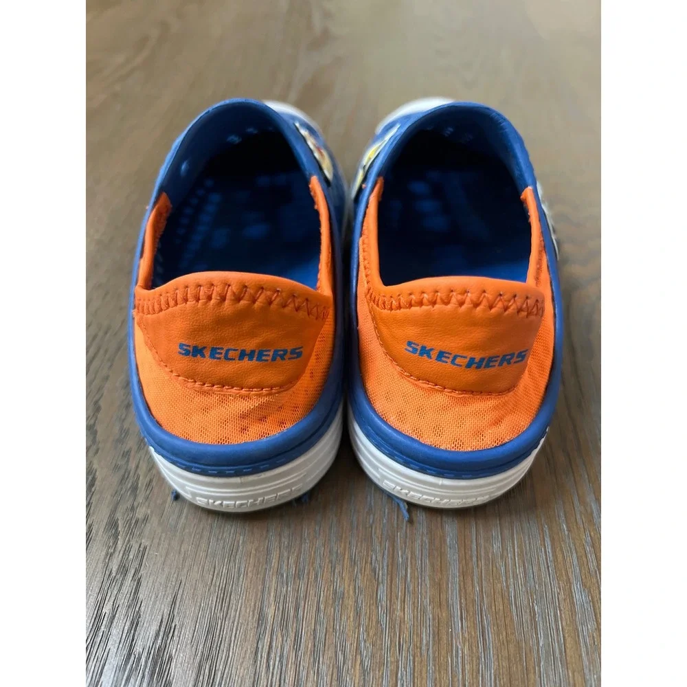 Skechers Foamies Guzmer Blue Orange Shark Charms Water Shoes Kids 13